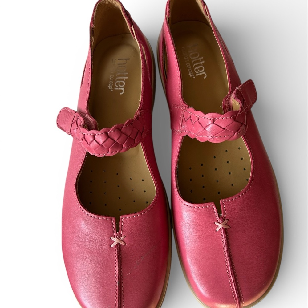 Hotter Pink Braided Strap Mary Jane Flats